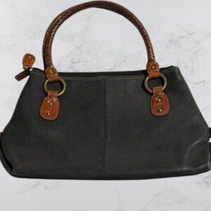 Fossil leather handbag with braided handles